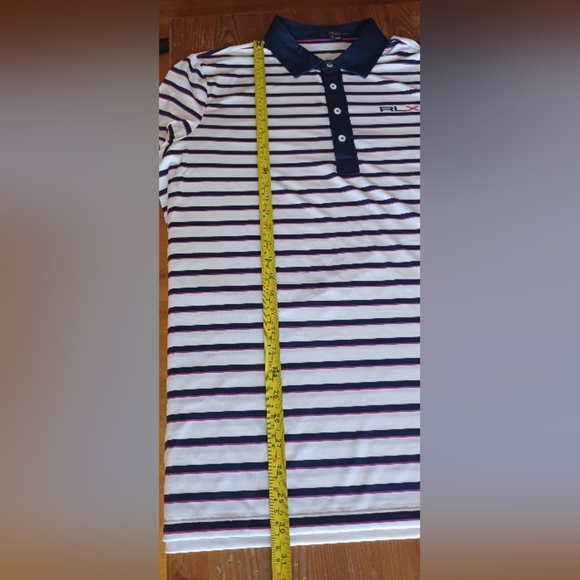 RLX Ralph Lauren Men's XL Navy/White/Magenta Striped Polo Golf Shirt - Picture 8 of 9
